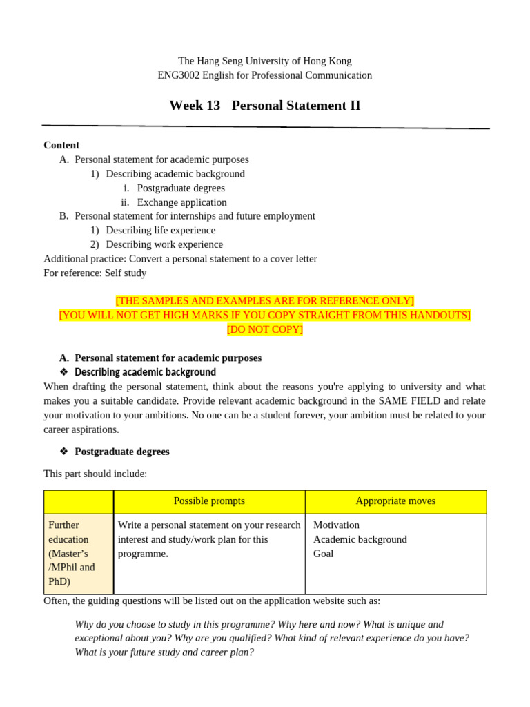 Week 13 Personal Statement II | PDF | Learning | Educational Psychology