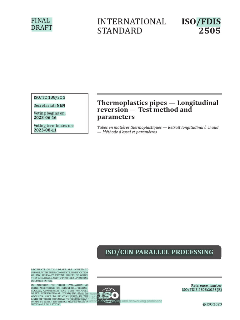 ISO 2505:2023 Longitudinal Reversion Test | PDF | International ...
