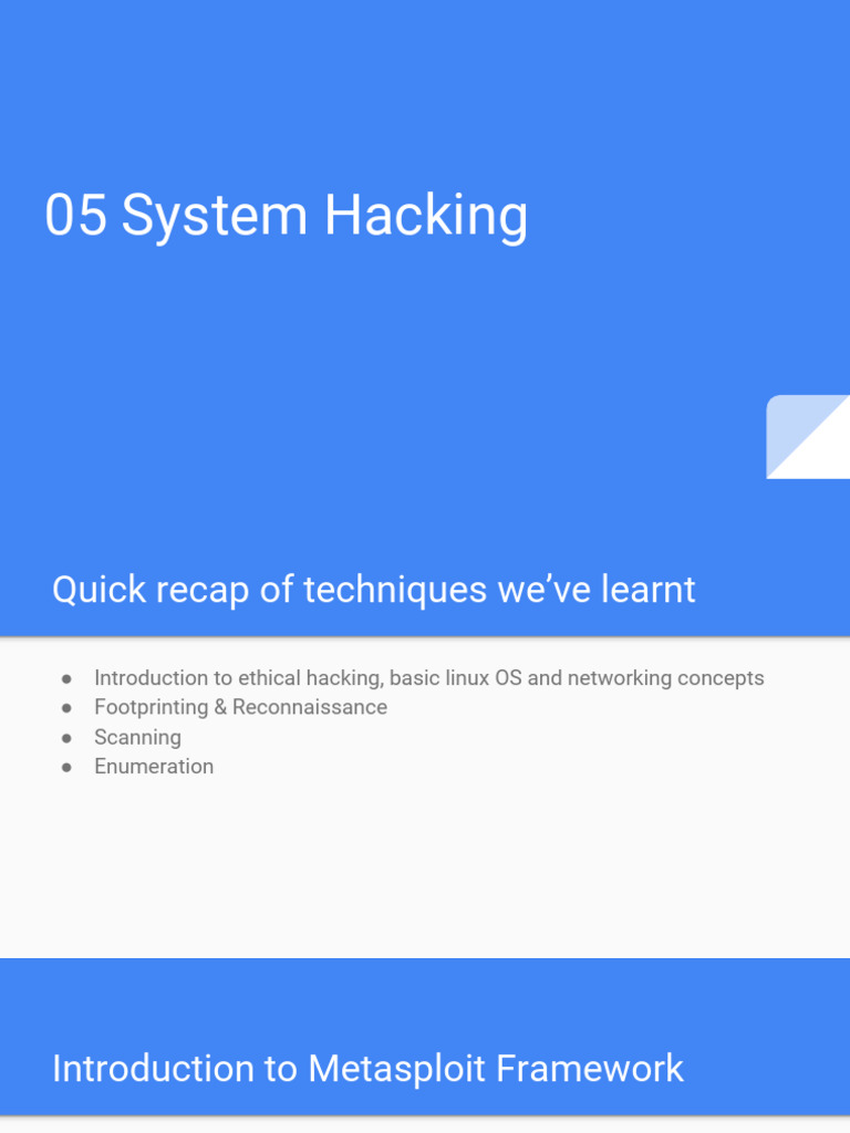06 System Hacking Metasploit | PDF | Vulnerability (Computing ...