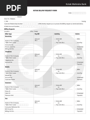 Bill Pay Request Form (New)