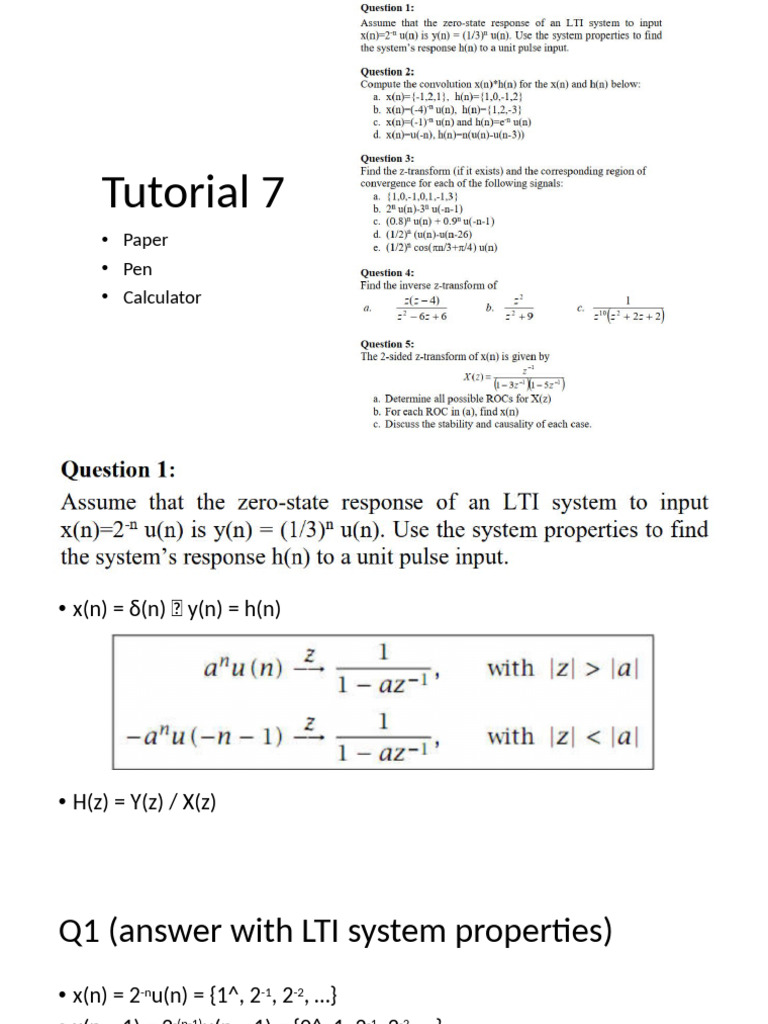 DSP Tutorial 7 11072022 | PDF | Science & Mathematics