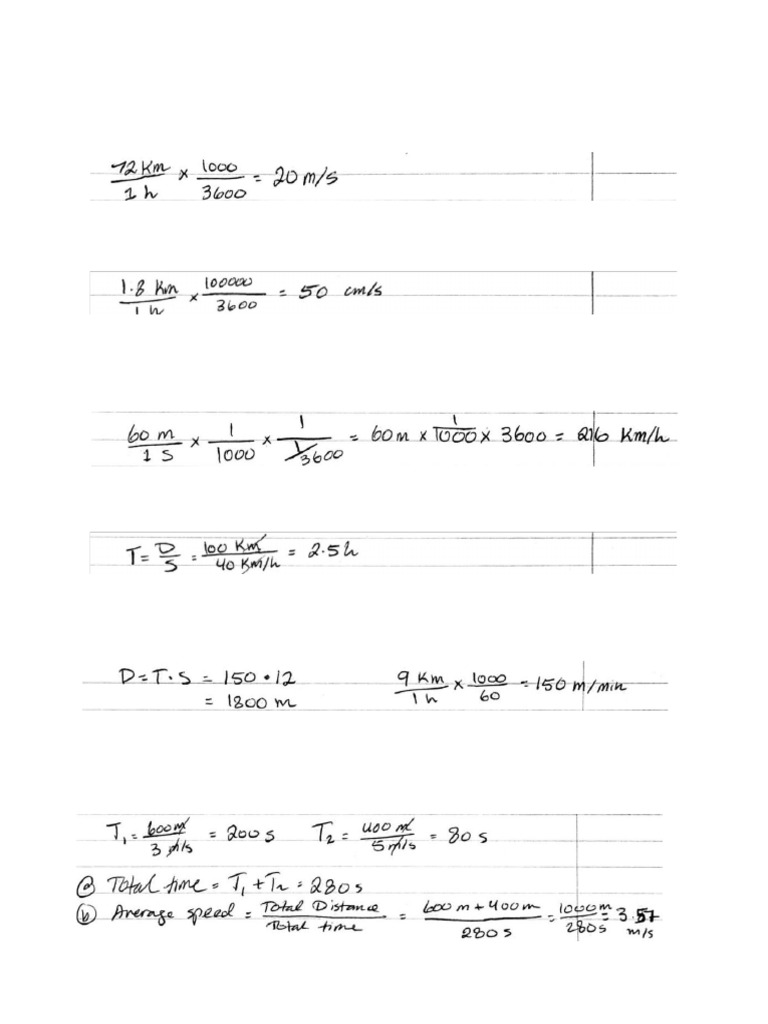 Speed Conversion and Calculation Exercises | PDF