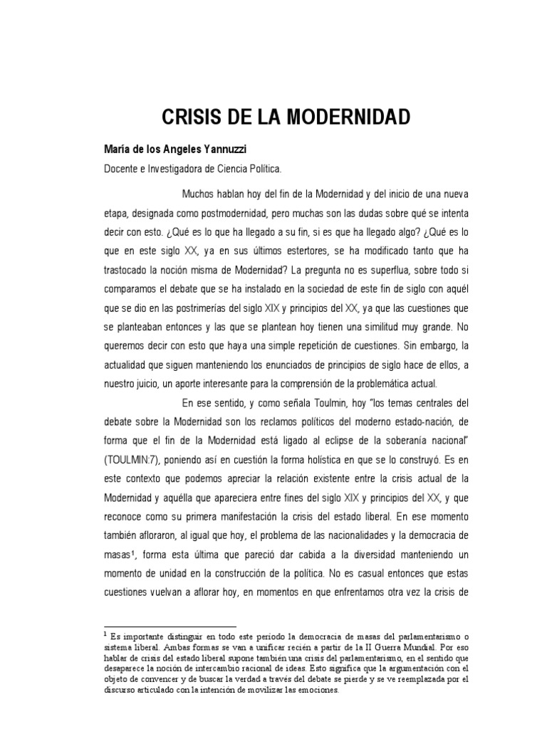 Crisis de La Modernidad | PDF | Historia