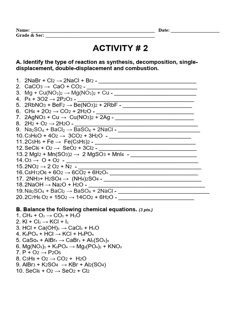 2nd Activity 2 Types Balancing | PDF | Métodos y materiales de ...
