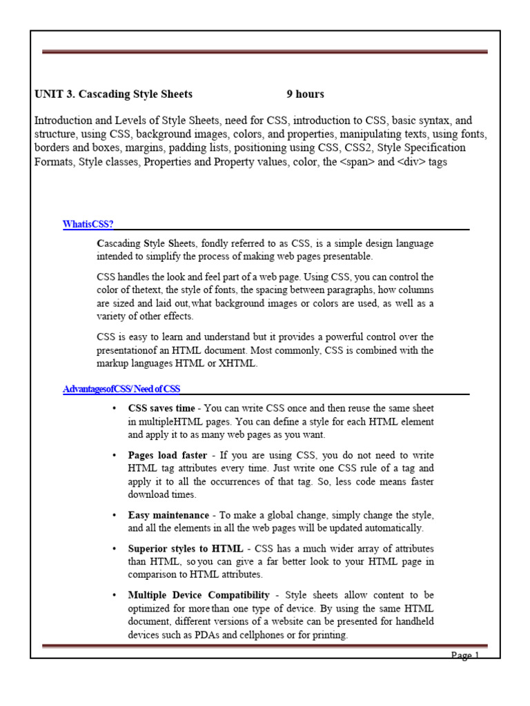 Introduction to Cascading Style Sheets | PDF | Html | Html Element