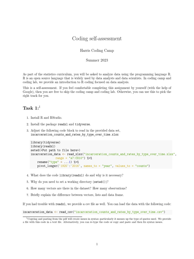 R Coding Self-Assessment Guide | PDF | Data Analysis | Statistical Analysis