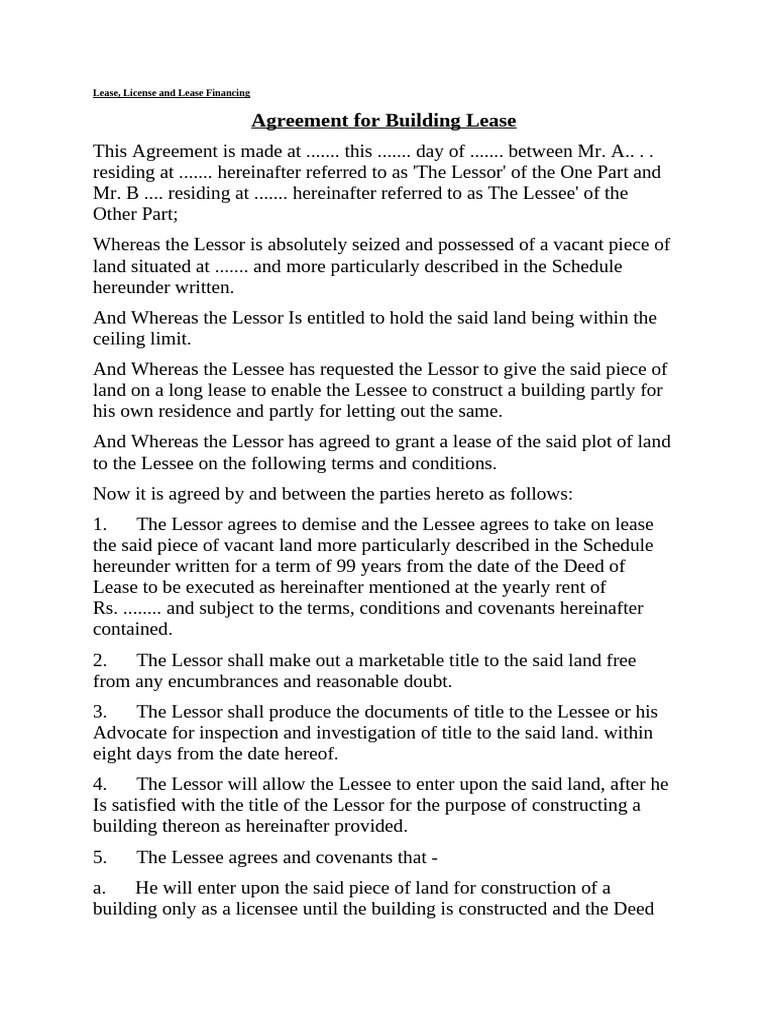 Building Lease Agreement Template | PDF | Lease | Arbitral Tribunal