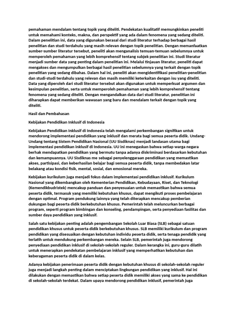 Kebijakan Pendidikan Inklusif di Indonesia | PDF | Karier ...