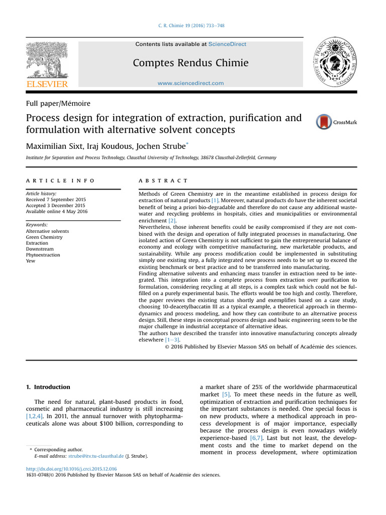 Green Process Design for Natural Product Extraction | PDF | Solubility ...