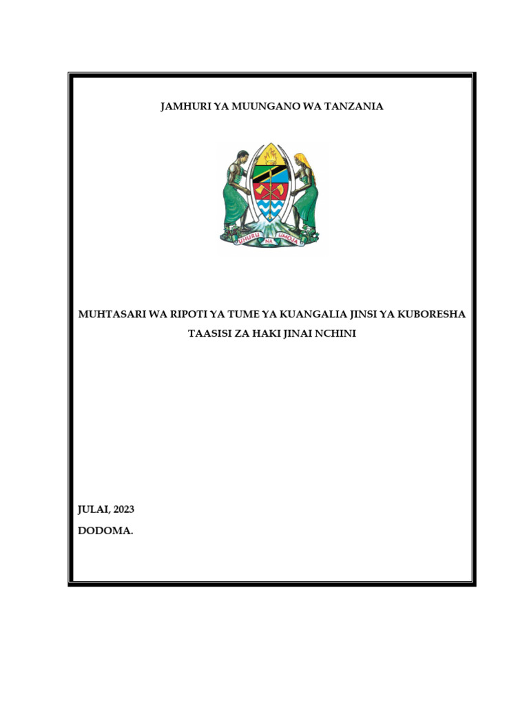 MUHTASARI Wa Ripoti Ya Tume Ya Haki Jinai | PDF