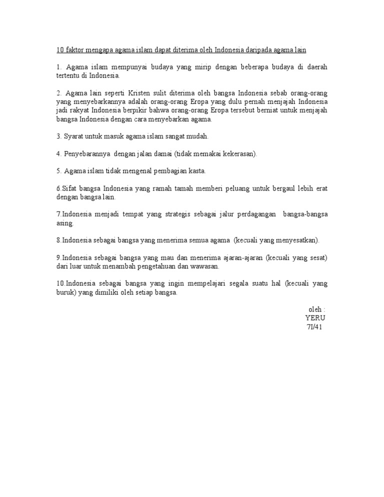 10 Faktor Mengapa Agama Islam Dapat Diterima Oleh Indonesia Daripada Agama Lain
