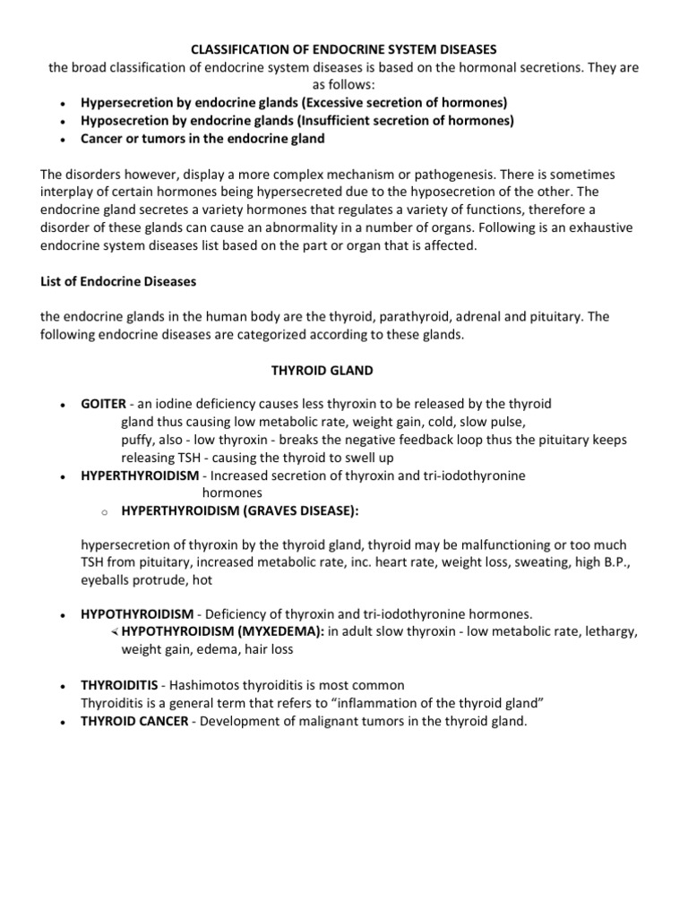 Endocrine System Diseases Overview | PDF | Thyroid | Adrenal Gland