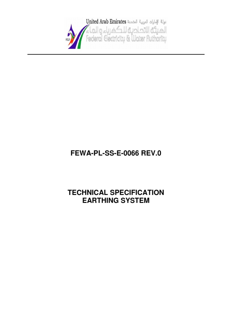 FEWA Earthing System Specification | PDF | Electrical Conductor | Screw