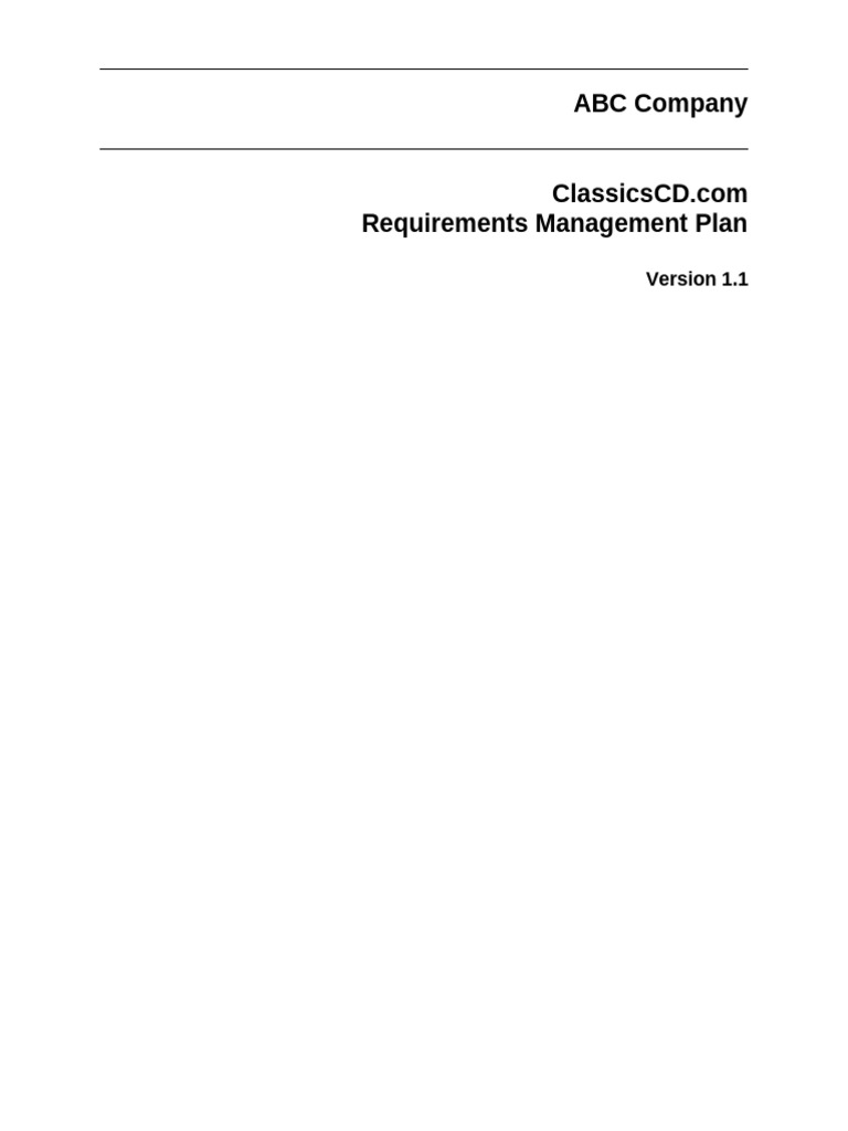 ClassicsCD - Requirements Management Plan - RMP | PDF | Use Case ...