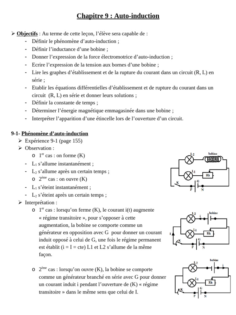 Phénomène d'auto-induction en bobines | PDF | Induction ...