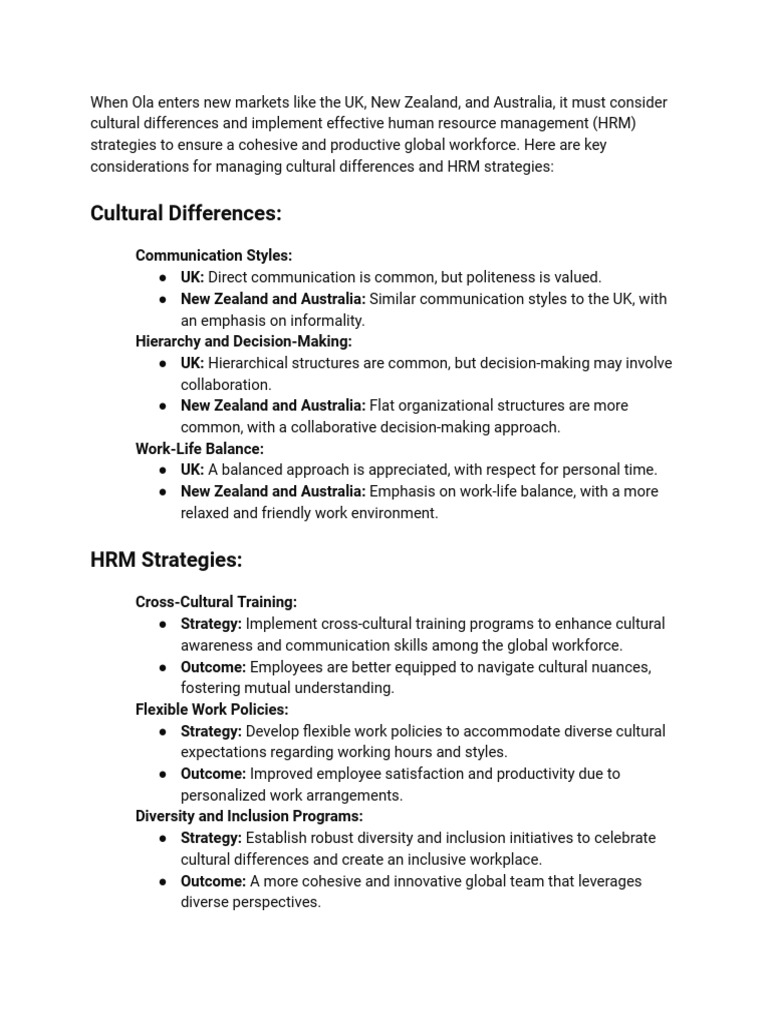 Cultural and HR Considerations | PDF | Human Resource Management ...