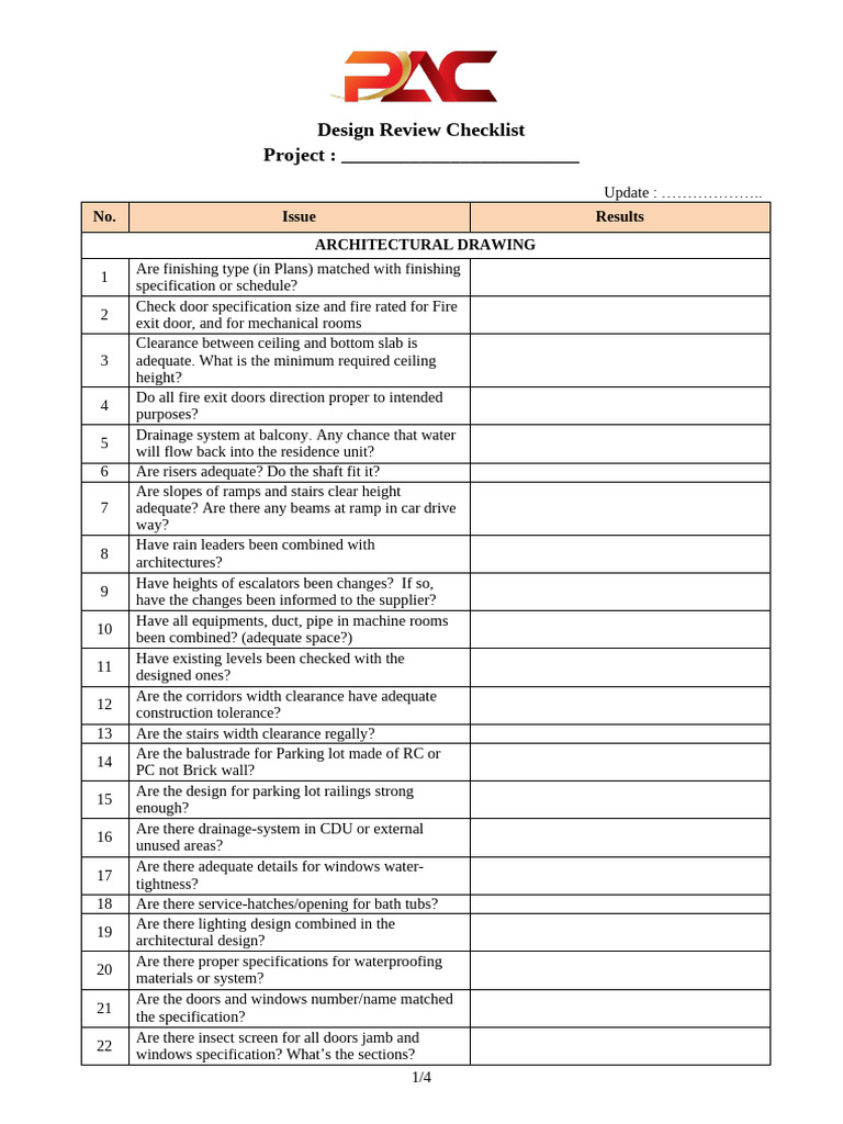 Design Review Checklist Template | PDF | Stairs | Door