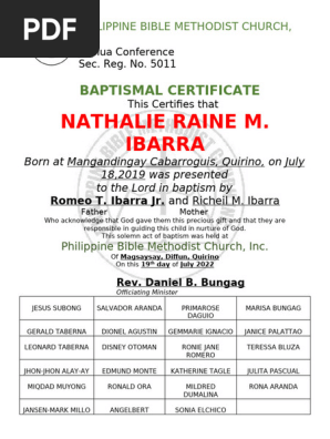 BAPTISMAL CERTIFICATE