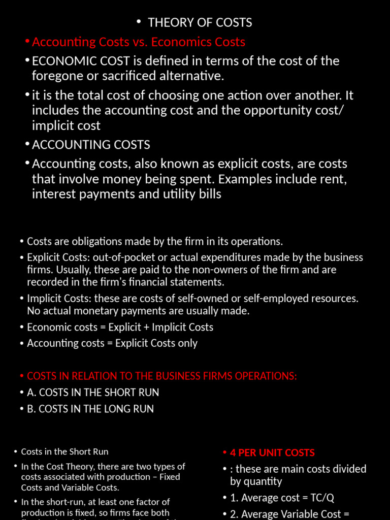 Bec132 Theory of Costs | PDF | Average Cost | Marginal Cost