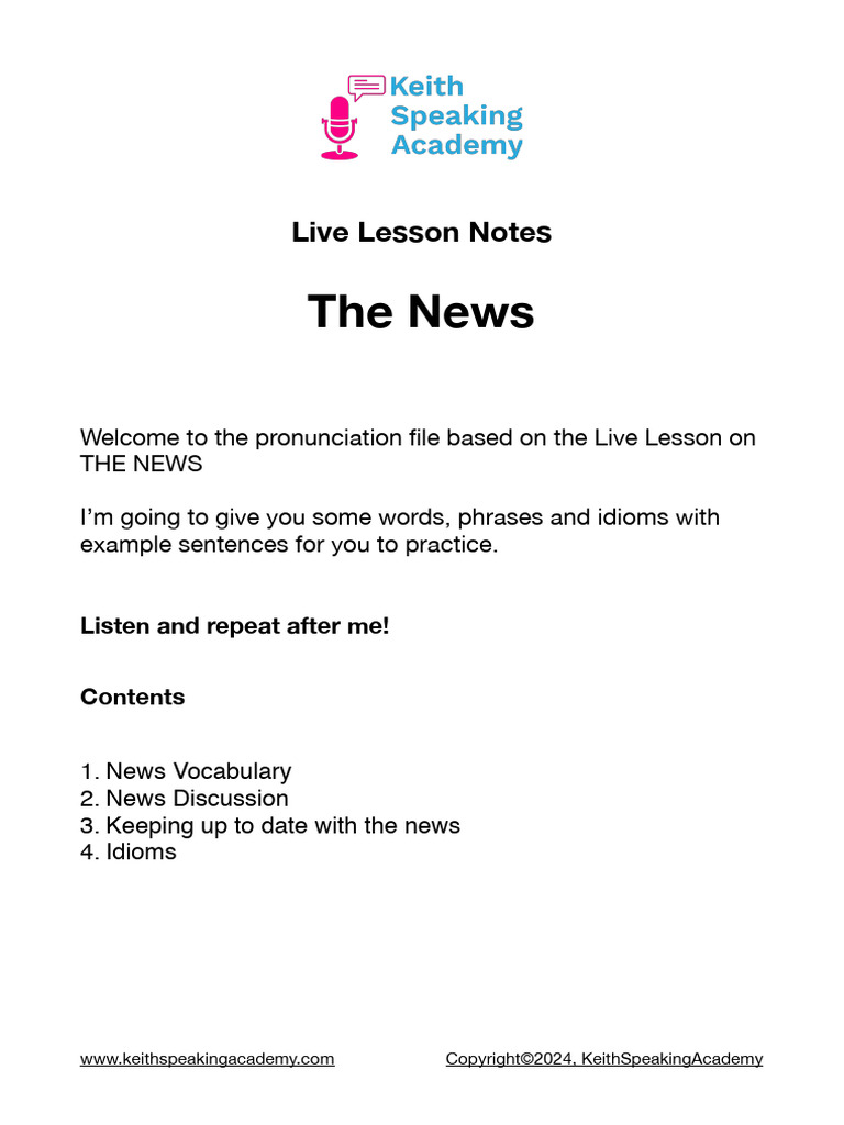 The News - Lesson Notes | PDF | News | Mass Media