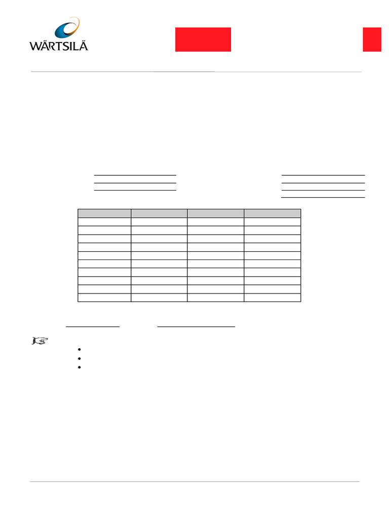 Wartsila 46 - Measurment Record - Cylinder Tightness | PDF | Engines