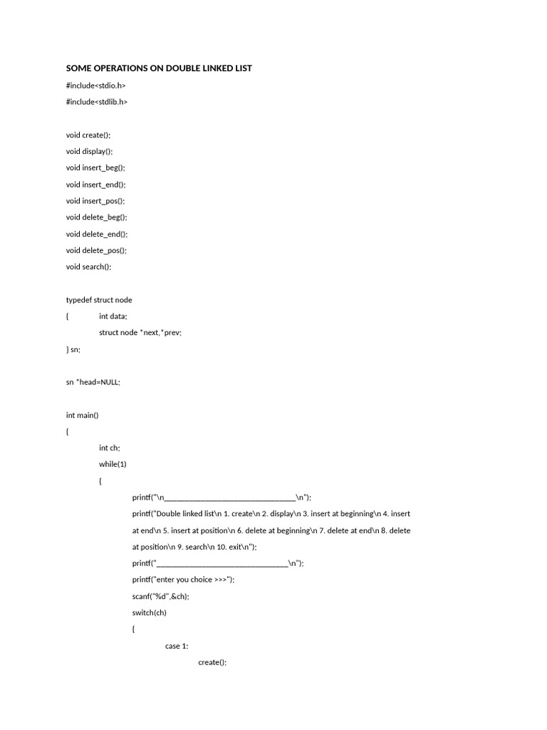 Some Operations On Double Linked List | PDF | C++ | Computer Programming