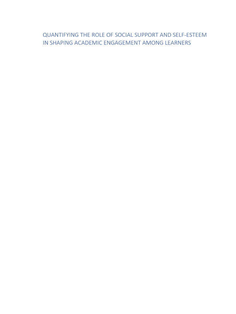 Quantifying The Role of Social Support and Self Esteem in Shaping ...