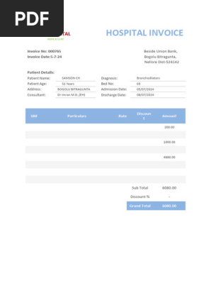 Medical Invoice Template