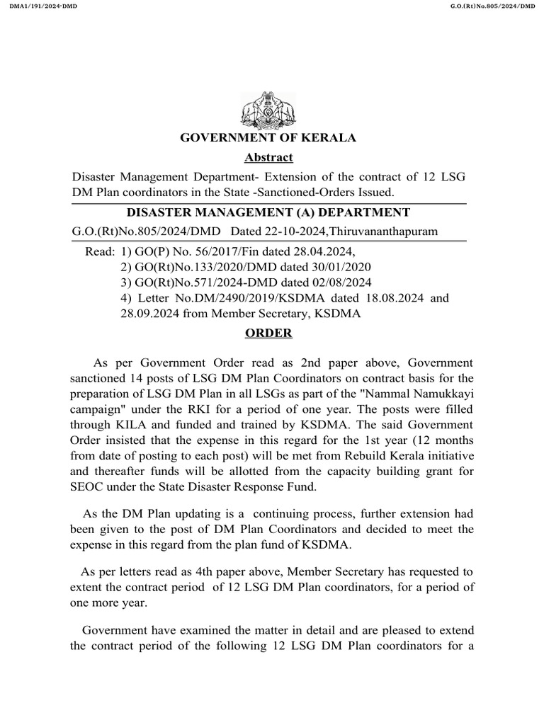 Extension of LSG DM Plan Coordinators | PDF