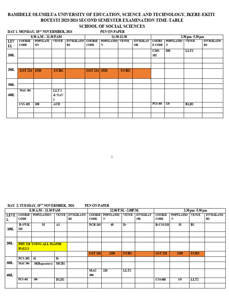 Updated SSS 2024 SECOND SEMESTER EXAM TT | PDF