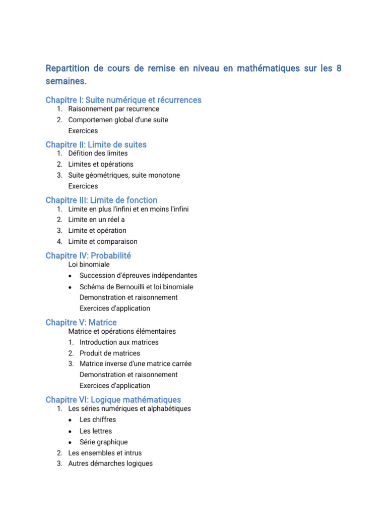 Cours de remise à niveau en maths PDF — free download