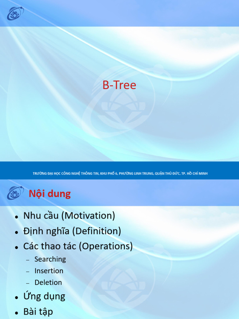 (B Slide Chung C A Các L P) (C4T6) B-Tree | PDF