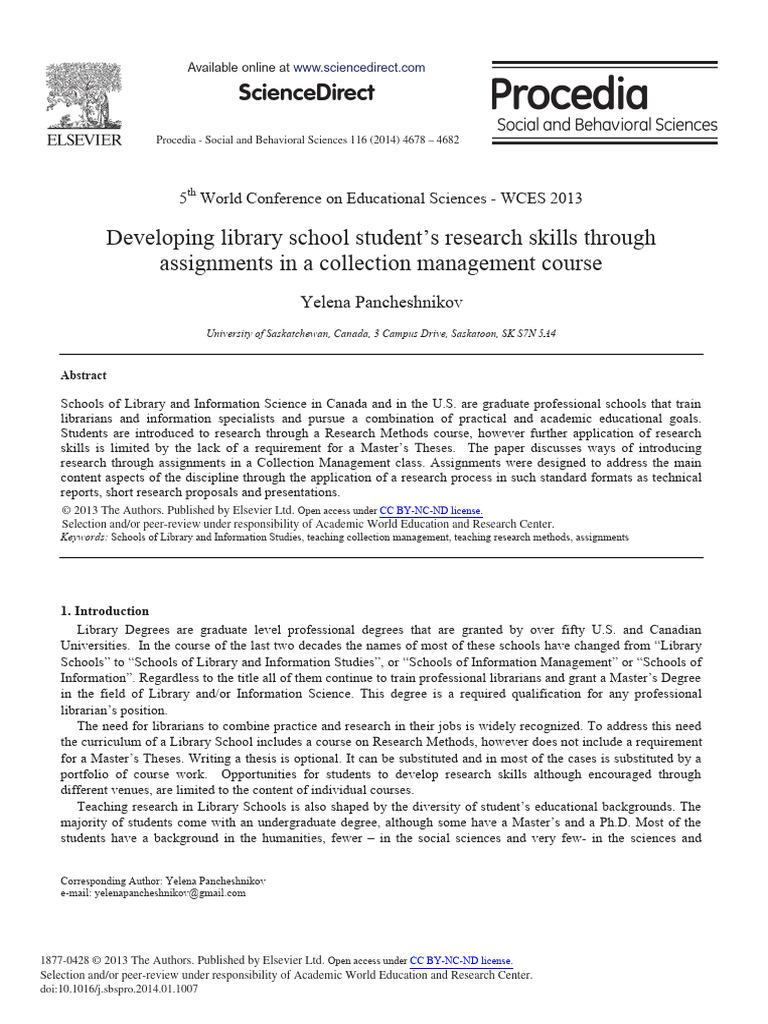 Developing Library School Students Research Skill | PDF | Libraries ...