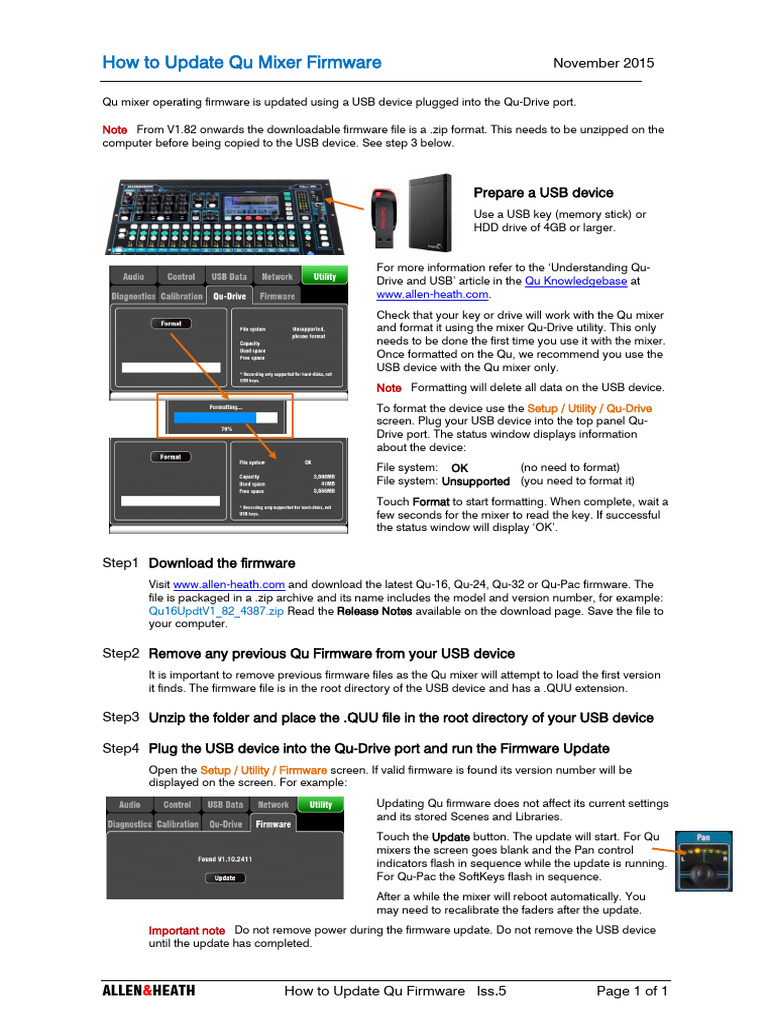 Qu Mixer Firmware Update Guide | PDF | Usb Flash Drive | Computer File