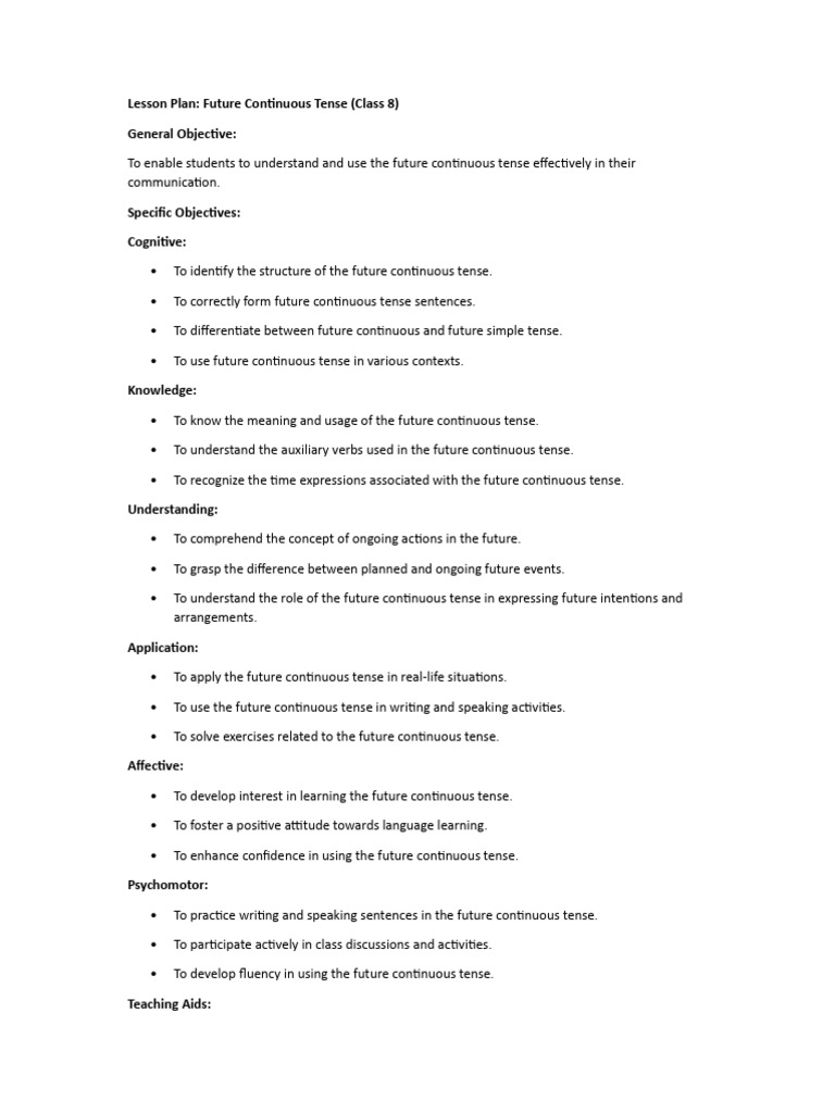 Future Continuous For 8th Graders Pdf Learning Grammar