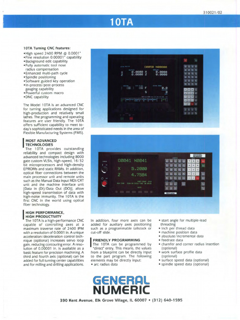 Fanuc CNC GN10TC Product Sheet | PDF