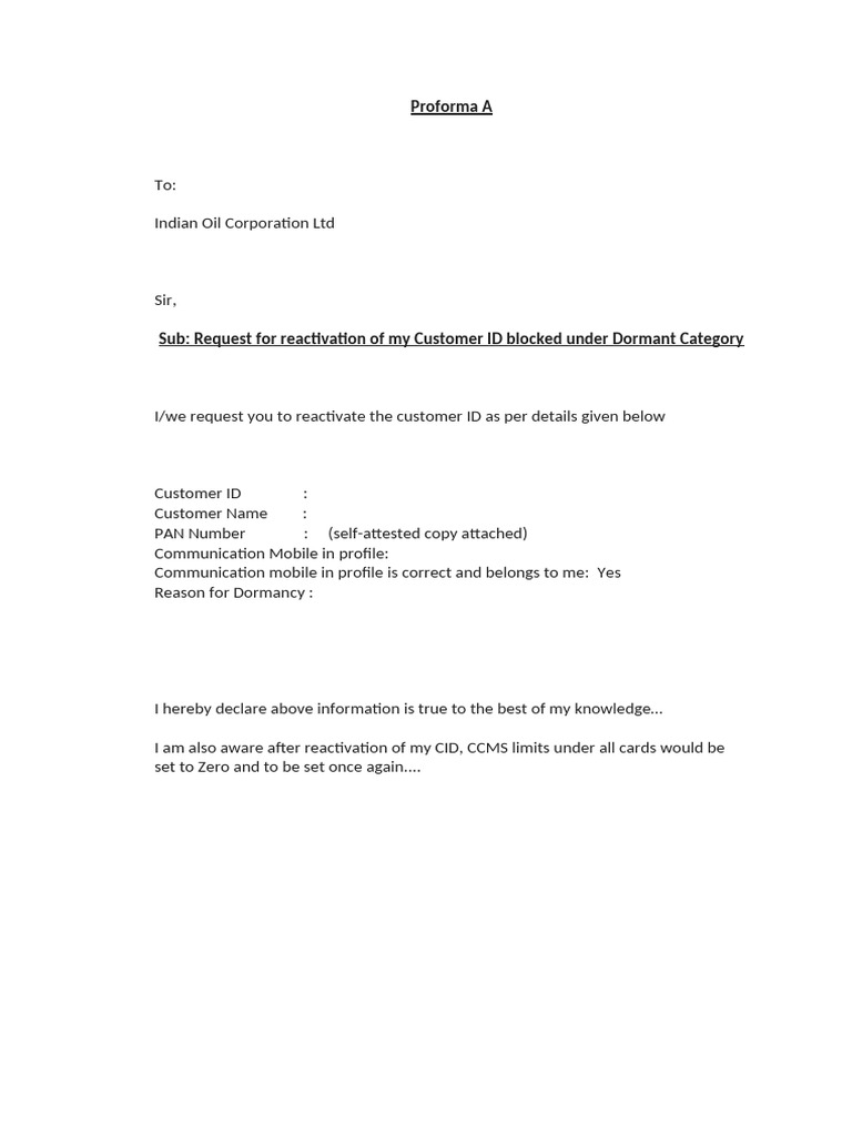 Proforma A | PDF