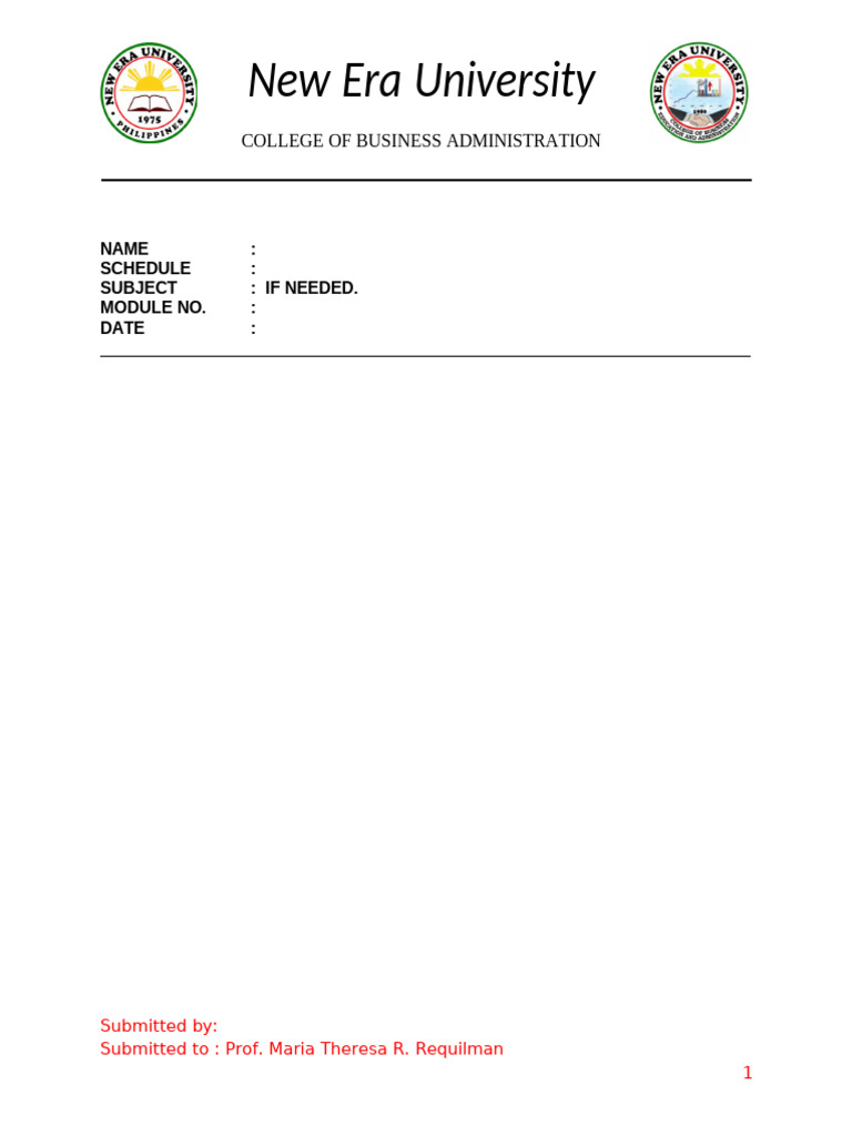 New Era University Business Module Submission | PDF