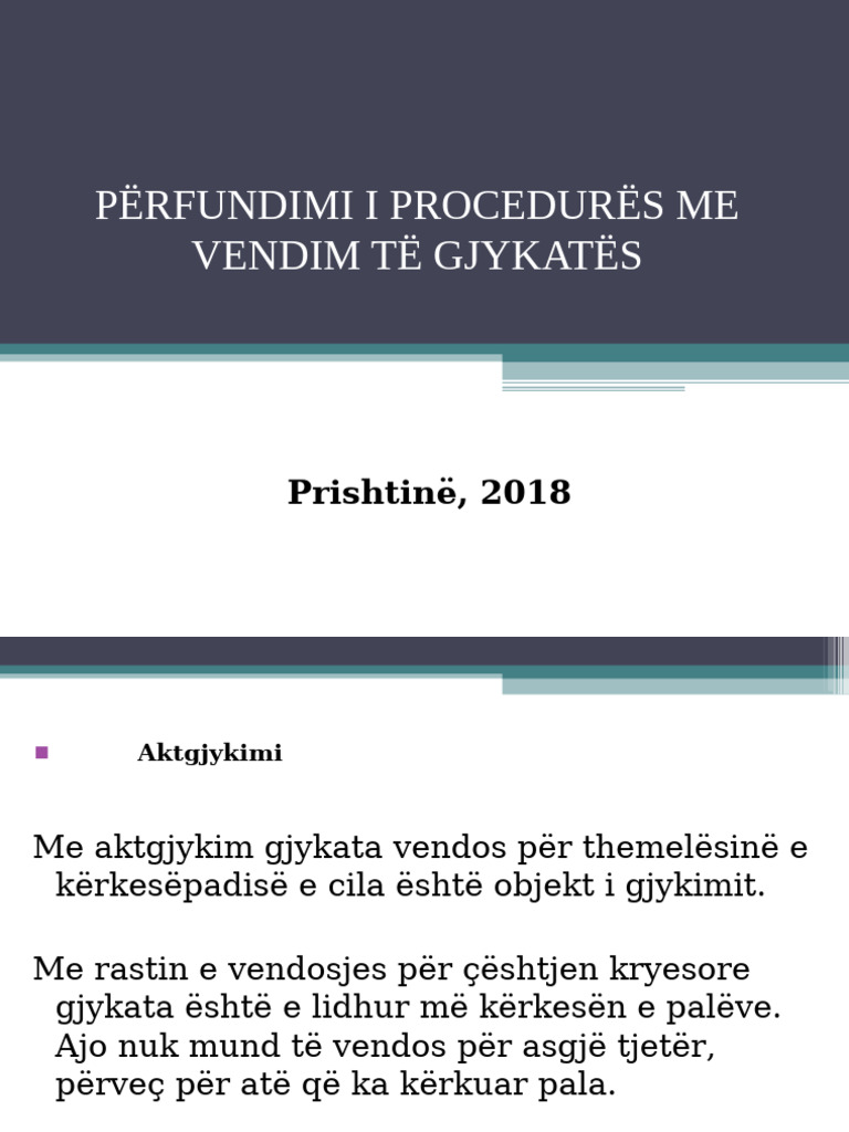 PËRFUNDIMI I PROCEDURËS ME VENDIM TË GJYKATËS | PDF