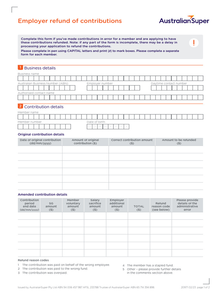 Employer Contribution Refund Form | PDF