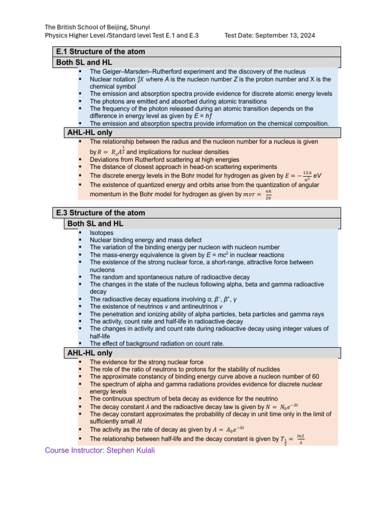 Test Notice | PDF | Radioactive Decay | Atomic Nucleus