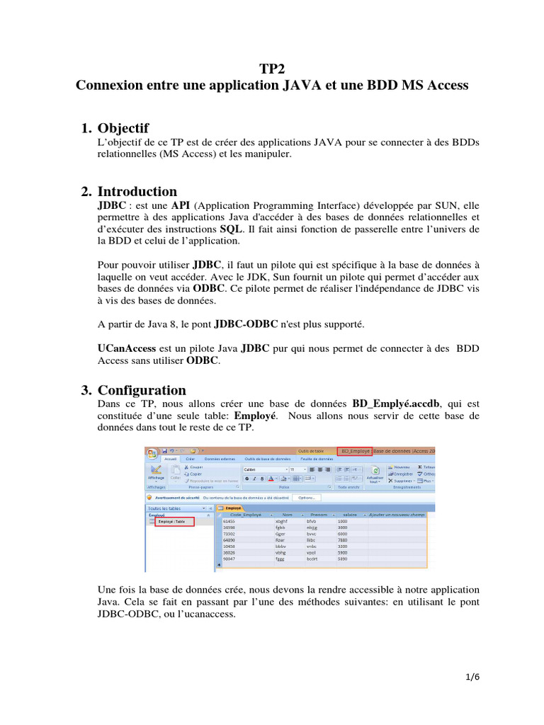 Connexion Java à MS Access avec UCanAccess | PDF | Java (Langage de ...