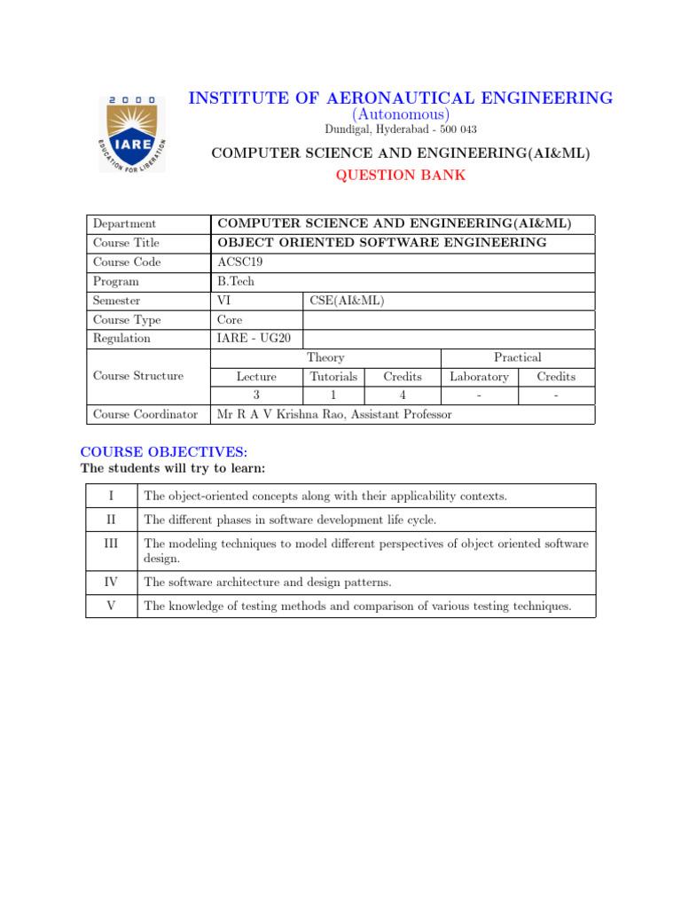 OO Software Engineering QBank | PDF | Conceptual Model | Software ...