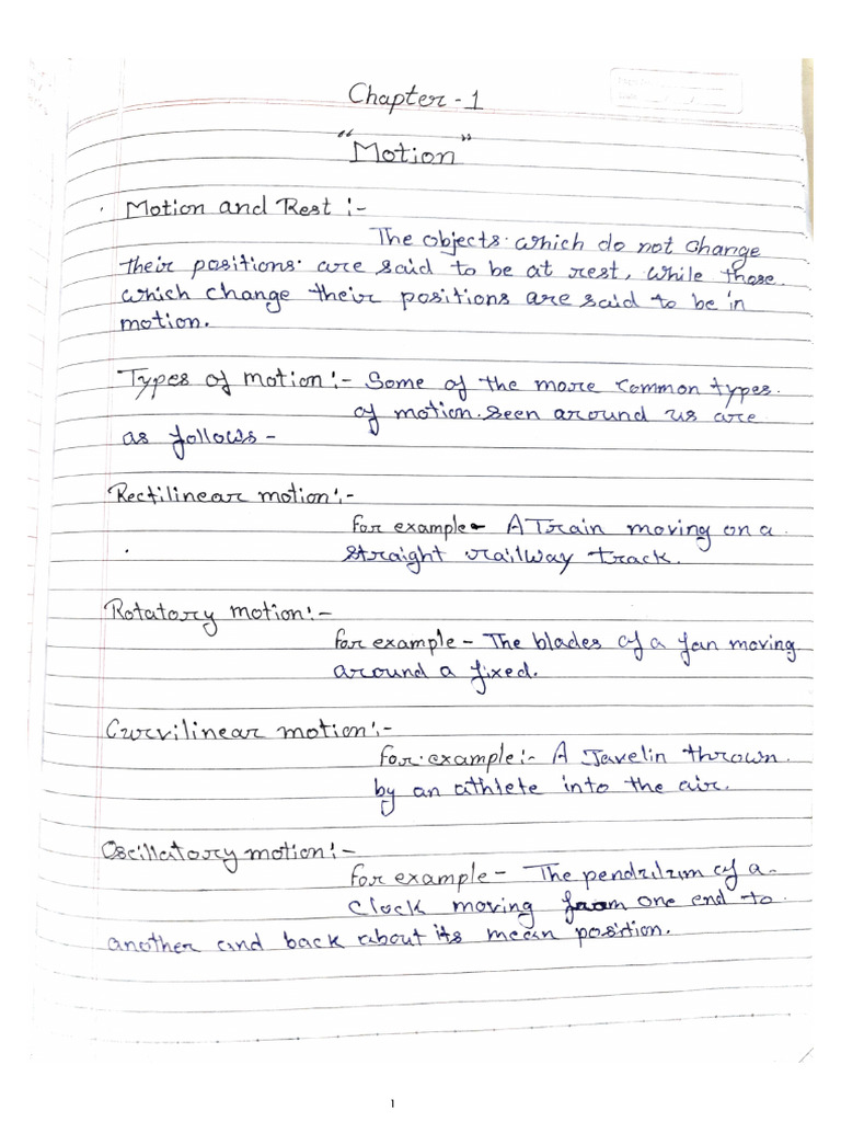 Class 9 Physics Force And Laws Of Motion Notes Pdf