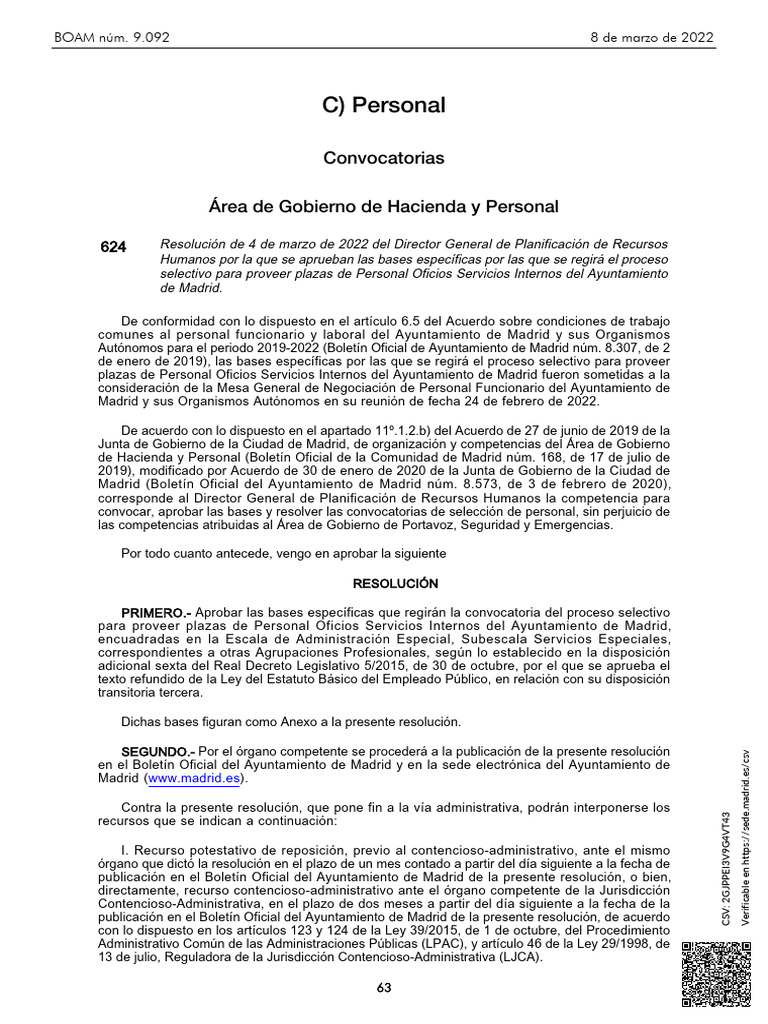 Bases BOAM | PDF | Derecho laboral | Gobierno local