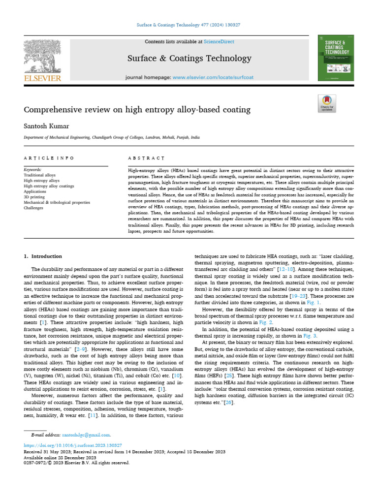 High Entropy Alloy Coatings Review | PDF | Corrosion | Alloy