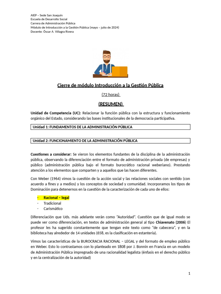 Resumen Cierre Modulo Intro Gestion Publica Julio2024 | PDF ...
