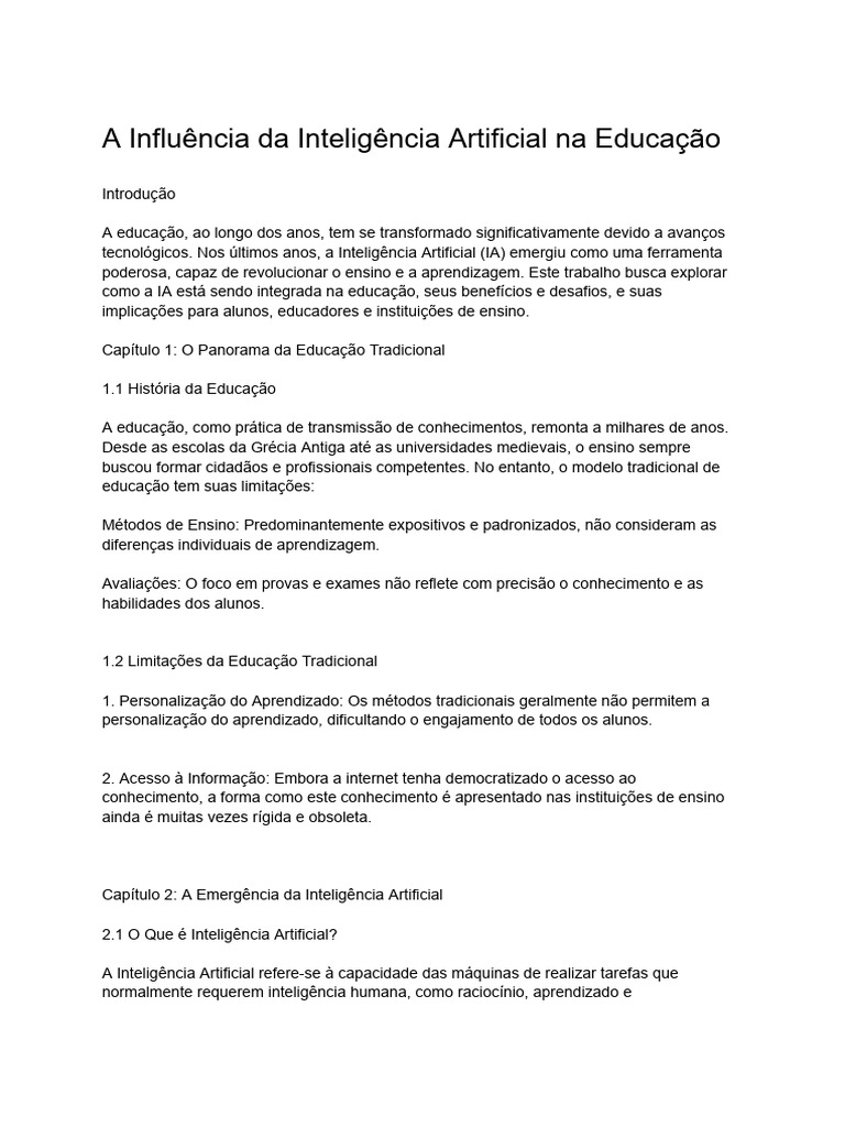 A Influência Da Inteligência Artificial Na Educação | PDF ...