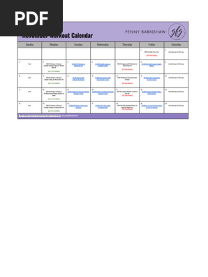  GFG November Workout Calendar