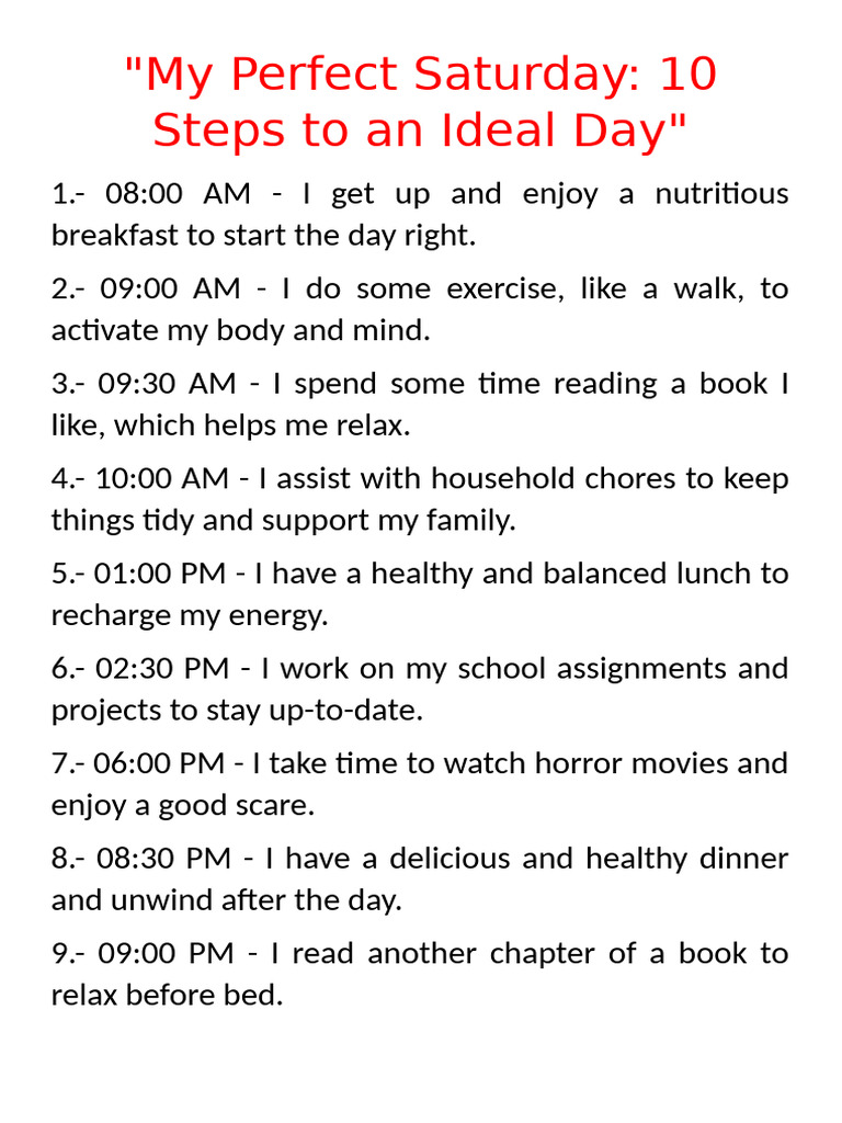 My Perfect Saturday | PDF
